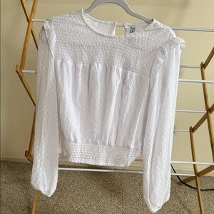 Elegant White Smocked Blouse